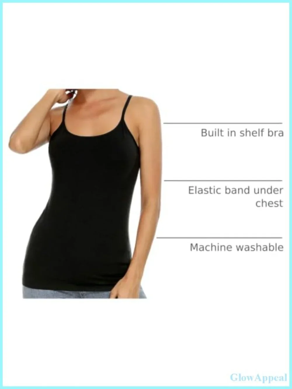 Women's Cotton Camisole Shelf Bra Tank Tops Adjustable Spaghetti Strap 3-Pack
